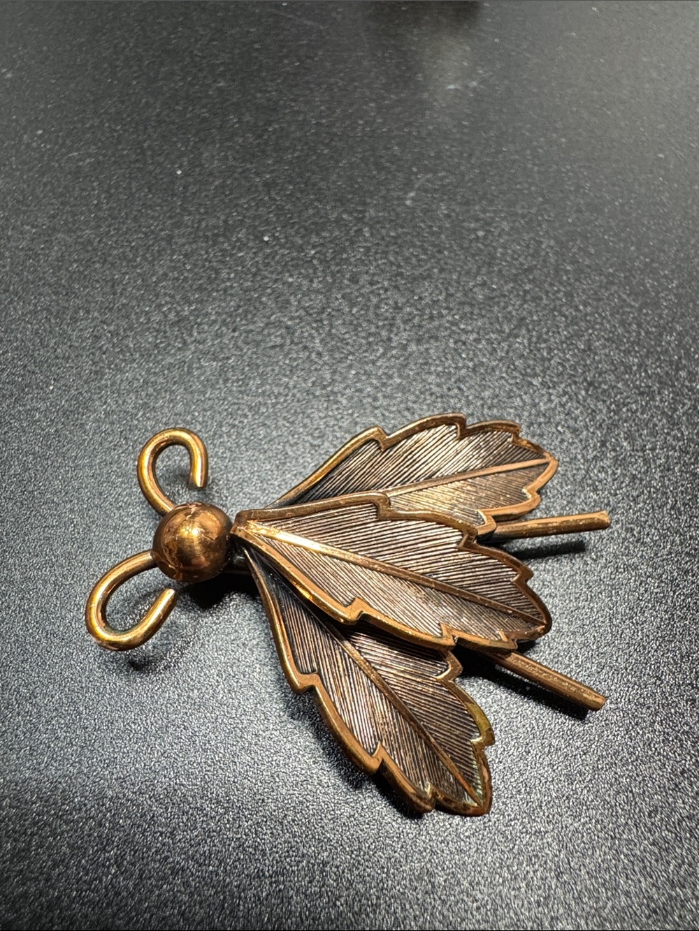 VTG Antique-Style Copper Leaf Cluster Brooch - Women Jewelry
